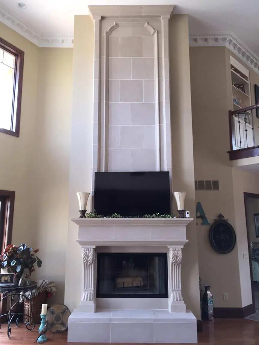 Nottingham cast stone fireplace mantel detail