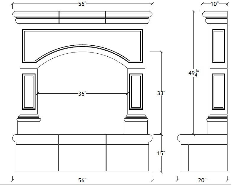 Oxford raised bullnose hearth