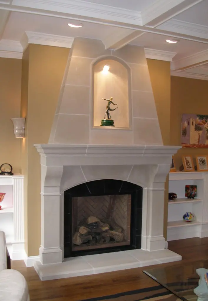 Amhurst fireplace mantel with custom overmantel niche creative innovations with cast stone