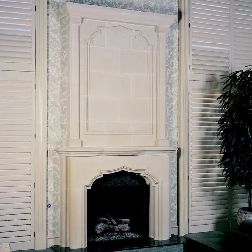 Avalon cast stone fireplace mantel in a contemporary home.