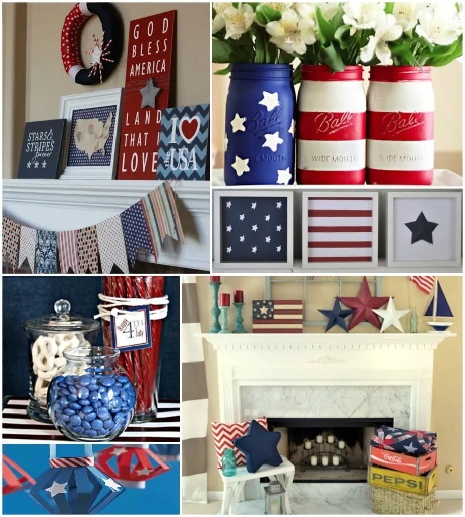 Memorial Day Fireplace Decor
