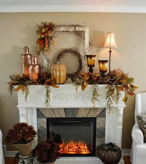 Natural Thanksgiving Mantel