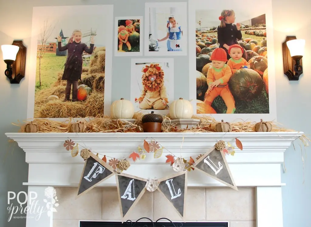 fall mantel family photos thanksgiving