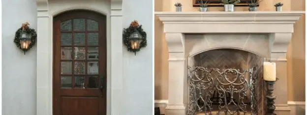 Elegant stone fireplace surrounds in modern interior