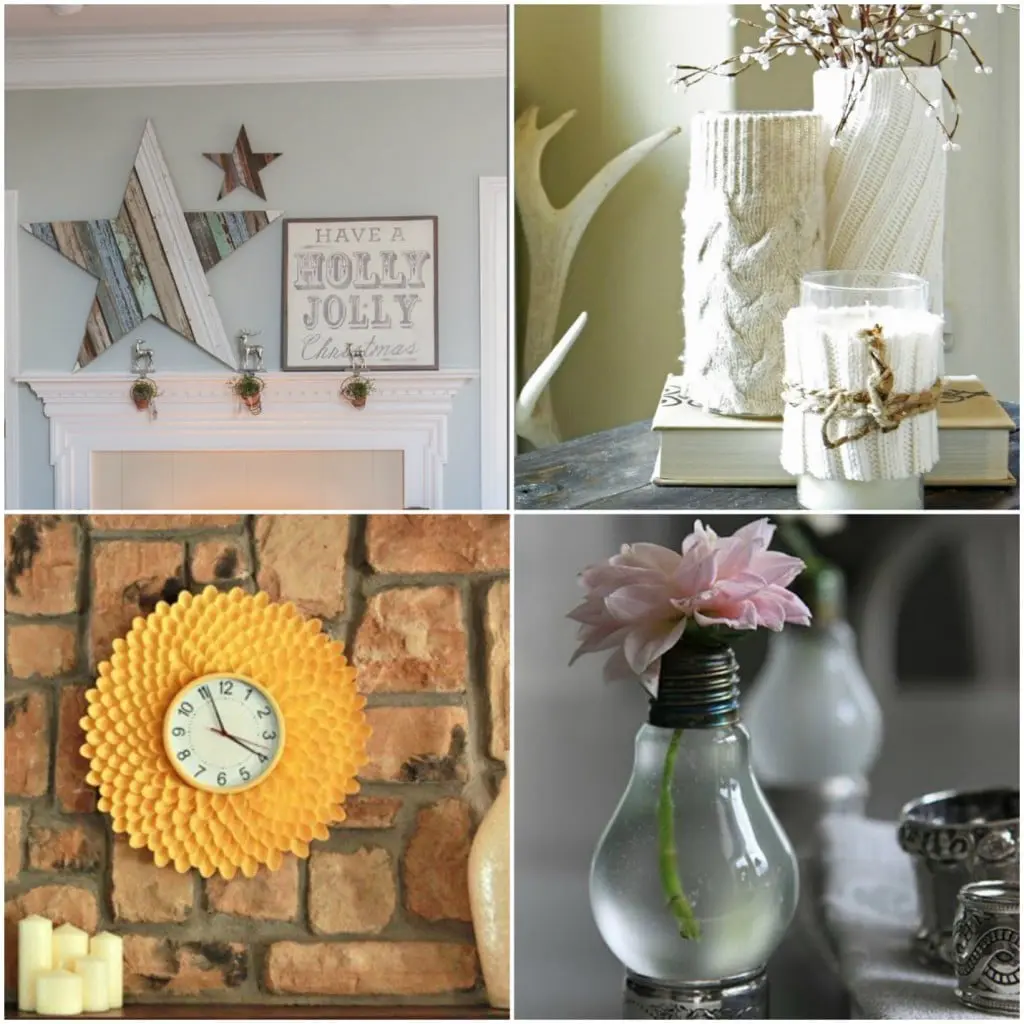 upcycled fireplace decor