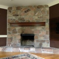 Amhurst cast stone fireplace mantel installation