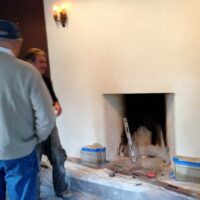 Amhurst cast stone fireplace mantel installation