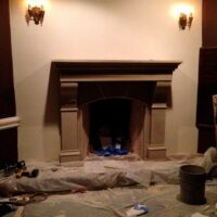 Amhurst cast stone fireplace mantel installation