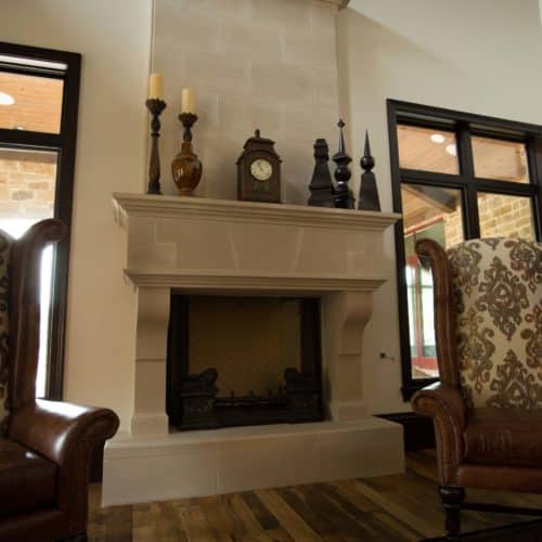 Tuscan Mantel with overmantel side view