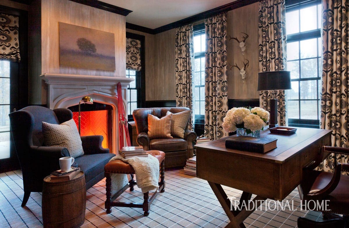 Laurent Fireplace Mantel in Elegant Home Office