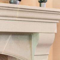 Bowen cast stone fireplace mantel detail.