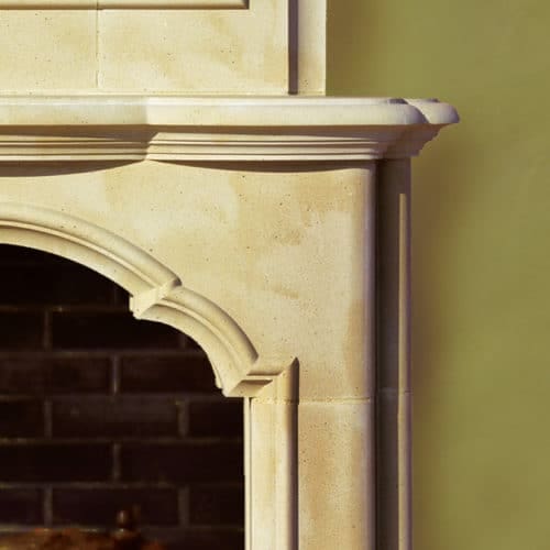 Avondale cast stone fireplace mantel right upper corner design