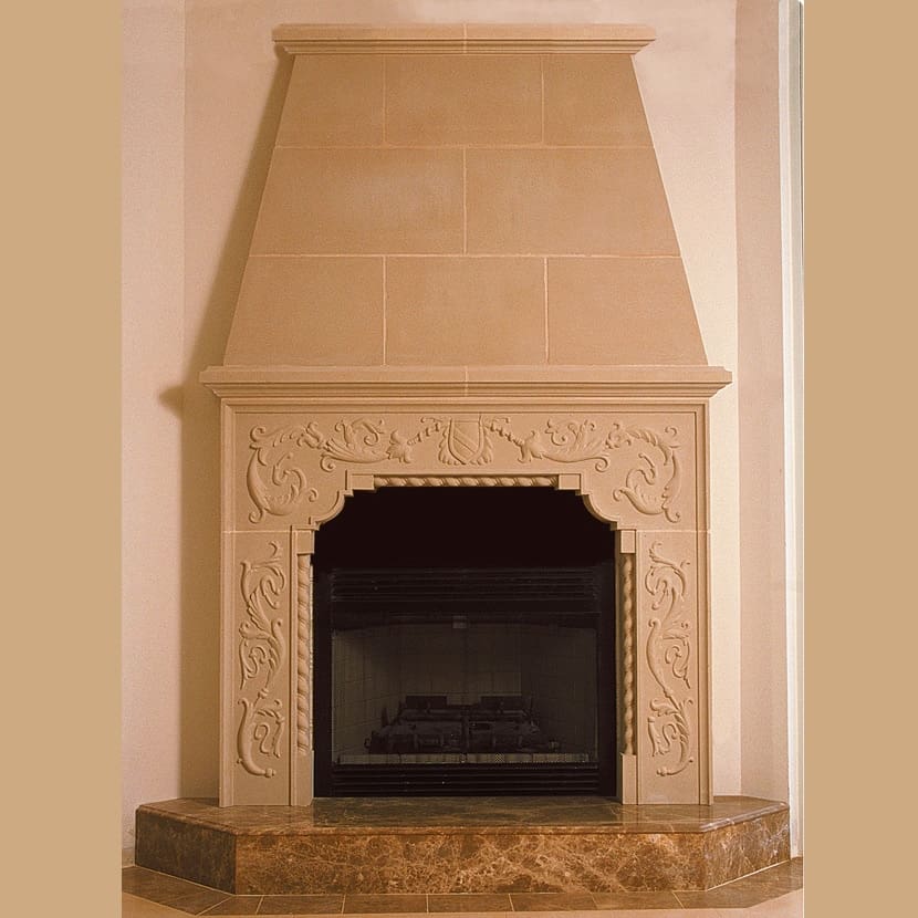 Cast stone fireplace overmantel