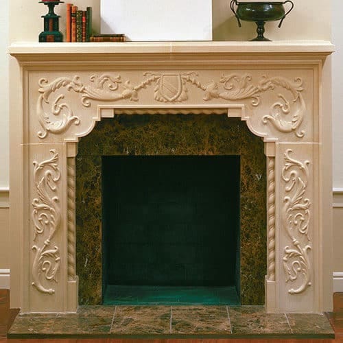 European Fireplace Mantel Design Carved Brentwood