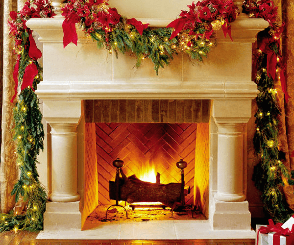christmas fireplace mantel