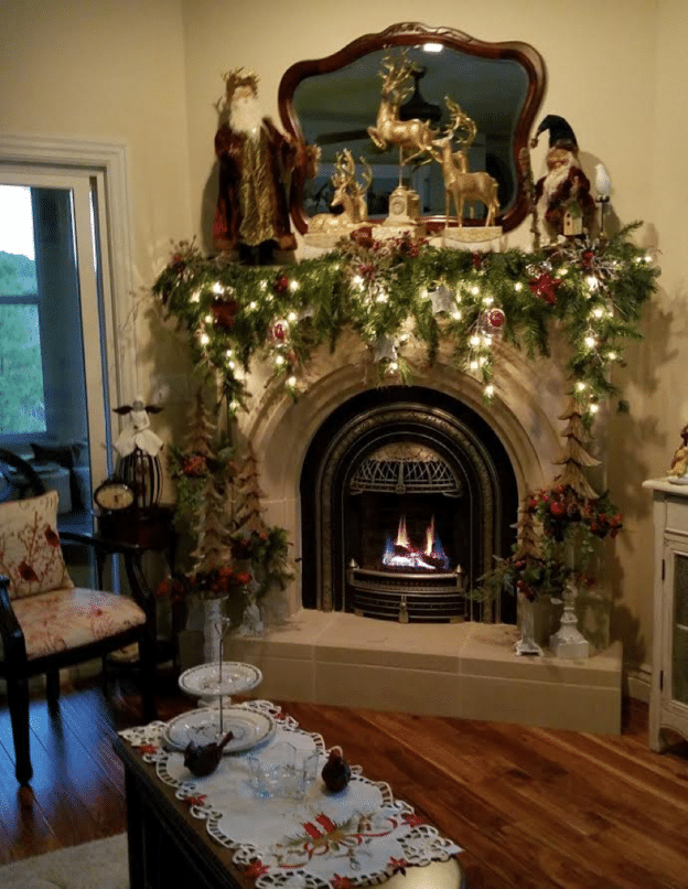 Christmas fireplace mantel decoration