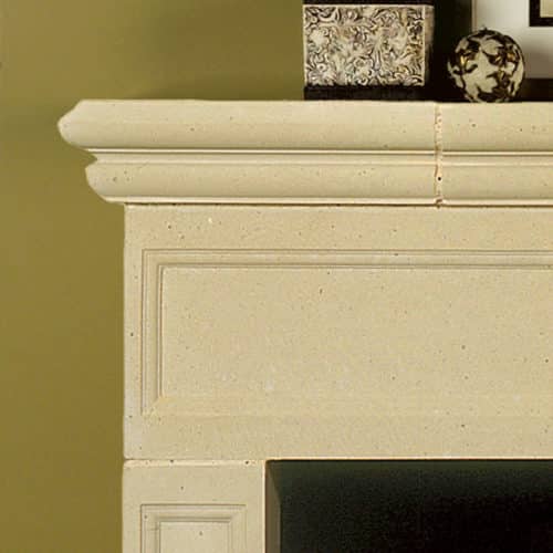 Devonno cast stone fireplace mantel upper left corner design