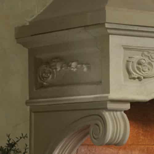 Florentine cast stone fireplace mantel right angle design