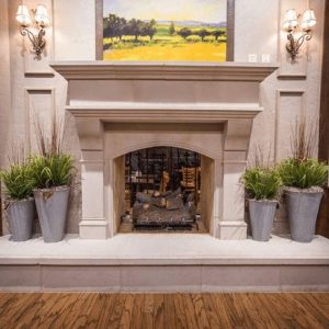 la madeleine, stone hearth fireplace