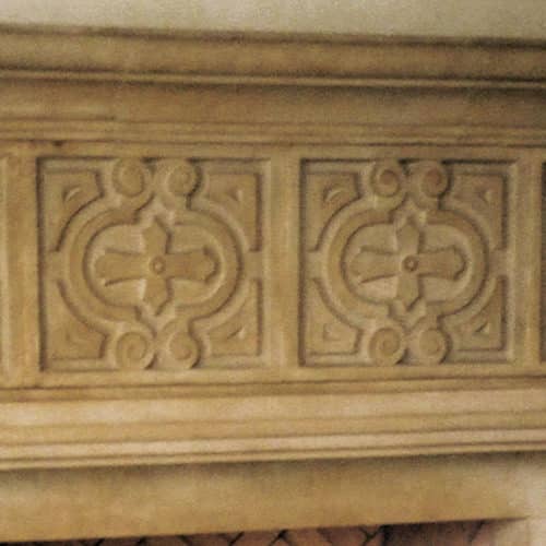 Manchester cast stone fireplace mantel center detail