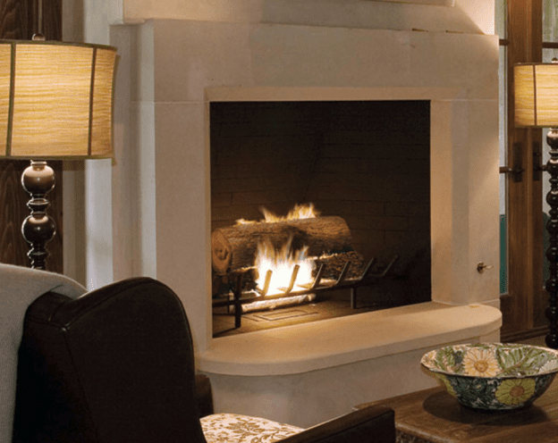 Manhattan cast stone fireplace mantel design from Old World Stoneworks