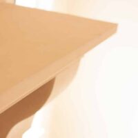 Right corner of fireplace mantel