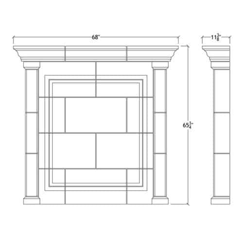 Detailed fireplace overmantel CAD design from Old World Stoneworks