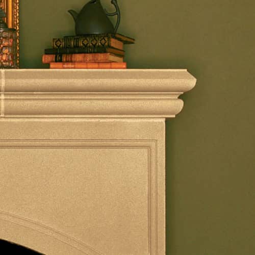 Oxford cast stone fireplace mantel - right upper corner detail