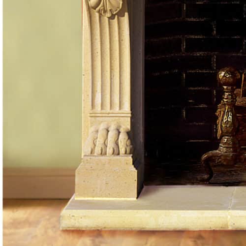 Stoneleigh-Spectra cast stone fireplace mantel lower left corner design