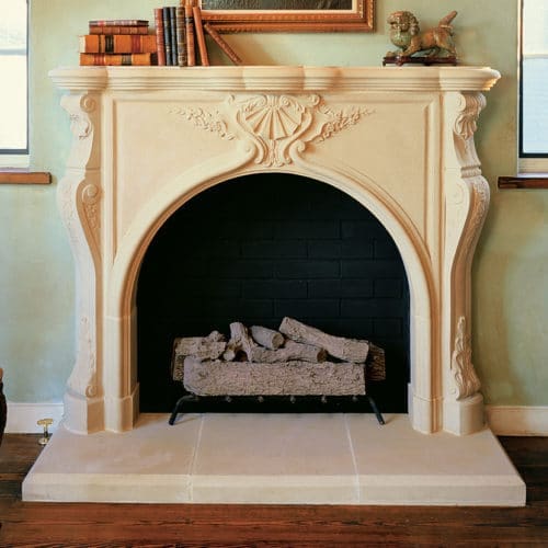 Taunton cast stone fireplace mantel detail