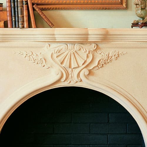 Taunton cast stone fireplace mantel - center detail
