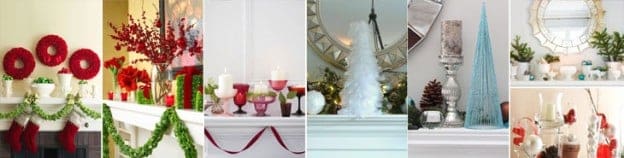 Decorated fireplace mantel