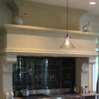 Waverly cast stone range hood in a customer's home.